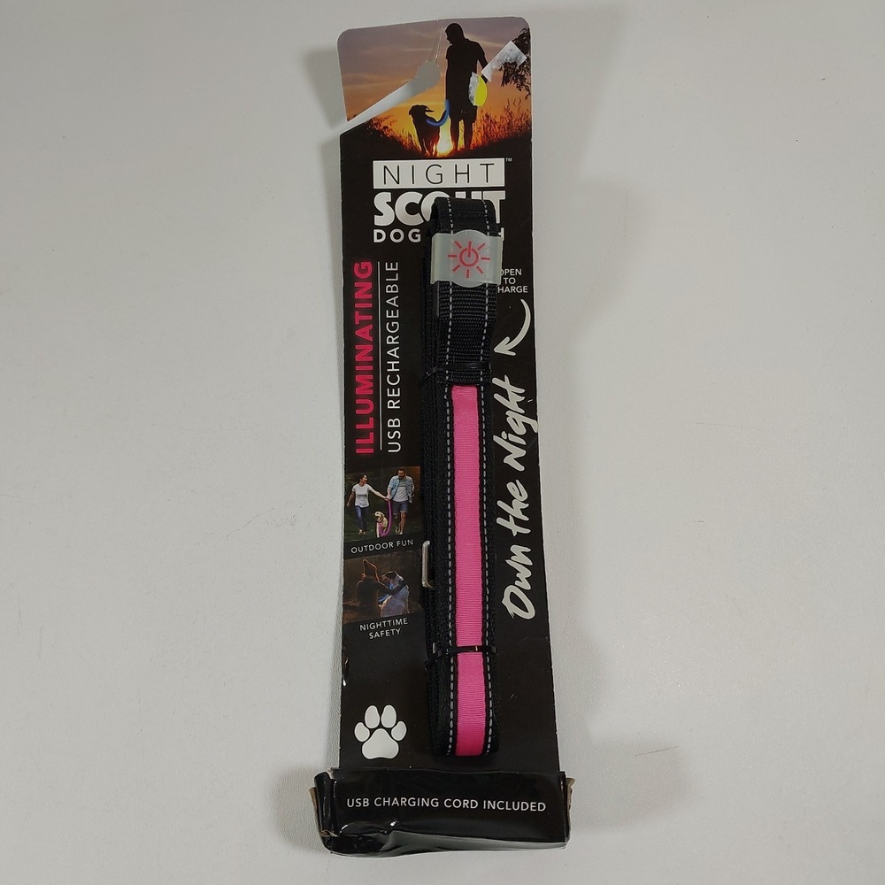 Night Scout Dog Leash Light Up Dog Pink And Black, Large, 60" Leash